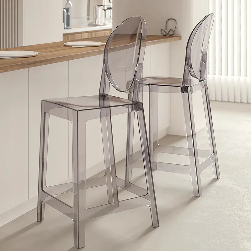 

Transparent Acrylic Bar Chair Reception Desk Minimalist Barstool Reinforce Bar Stool Library Waiting Taburetes Altos Furniture