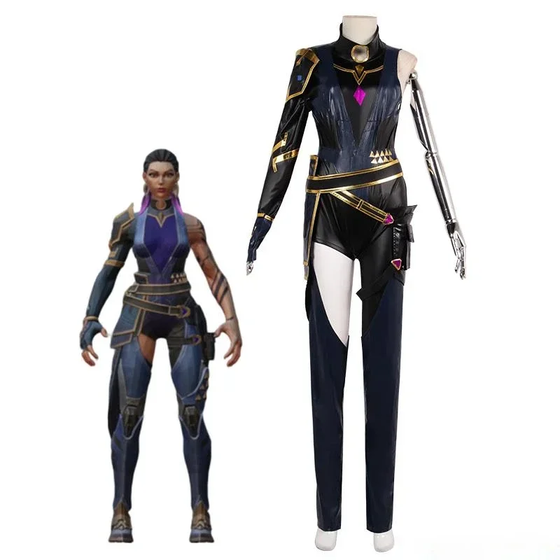 

Game VALORANT Cosplay Costume Reyna Black Female Combat Clothes Halloween Party Costumes Full Set