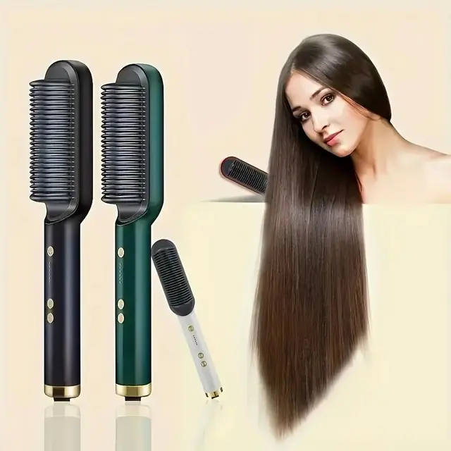 1 piece of straight hair comb, 2-in-1 electric straight hair curling styling tool, multifunctional straight hair straightener 1