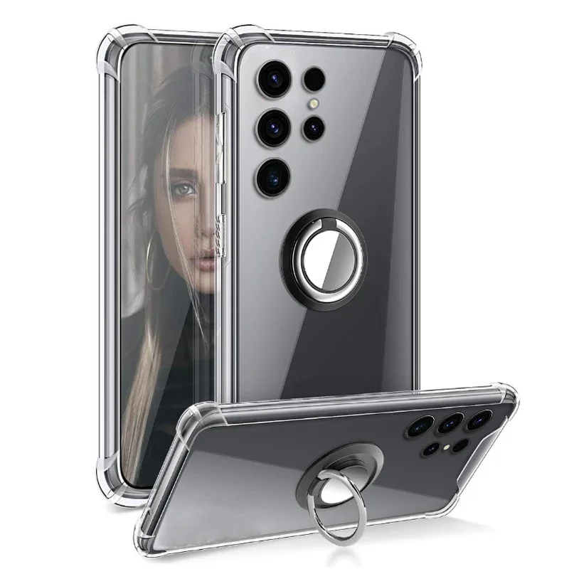 Custodia trasparente per anello per Samsung S24 Plus S25 Custodia morbida in silicone ultra antiurto per Samsung S23 Ultra FE S21