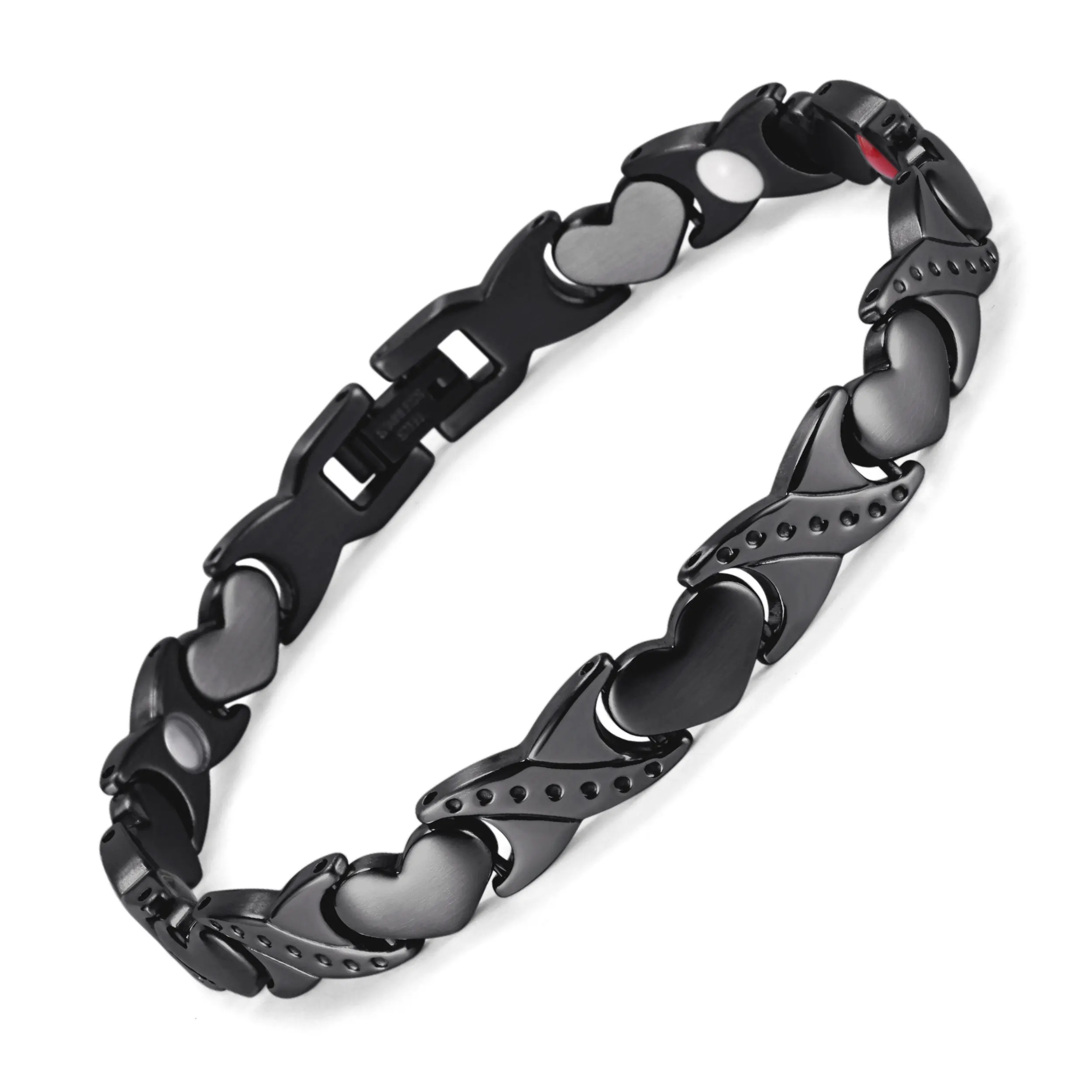 

Rainso Stainless Steel Magnetic Bracelet For Women Health Elements Bio Energy Black Bangles 2023 Fashion Jewelry Girls Gifts