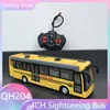1:48 4CH Yellow RC Single Double Bus Light Sound Electric School Tourist Sightseeing Vehicles Car Simulagtion Toys Gifts 3