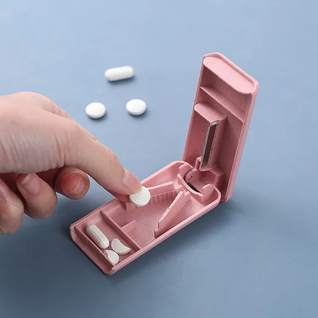 Mini Hasznos Hordozható Gyógyszertabletta Tabletta Tablettavágó -Splitter Tároló Doboz Cutter Elválasztó 3 Színek - Image 2