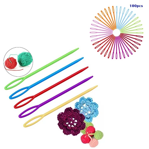 10PCS /100pcs Plastic Wool Knitting Needles Seam Cross-Stitch Sewing Accessories Needlework Sweater DIY Needles 7/9cm
