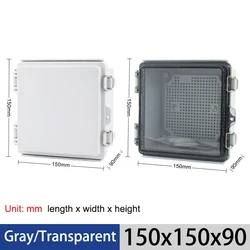 Durable IP67 Waterproof Outdoor Electronic Enclosure with Hinge for Transparent (150x150x90)