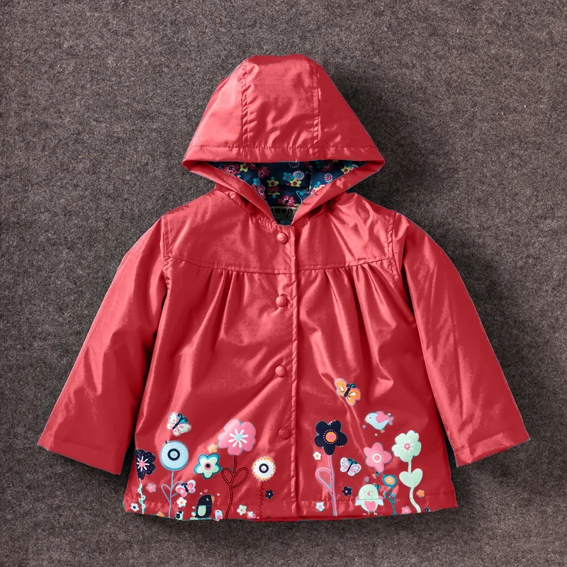 New Fashion Cute Kids Girls Cartoons Wind Rain Jacket Hooded Long Sleeve Windbreak Girl Waterproof Jacket Outwear Raincoat 2-6Y wool pea coat