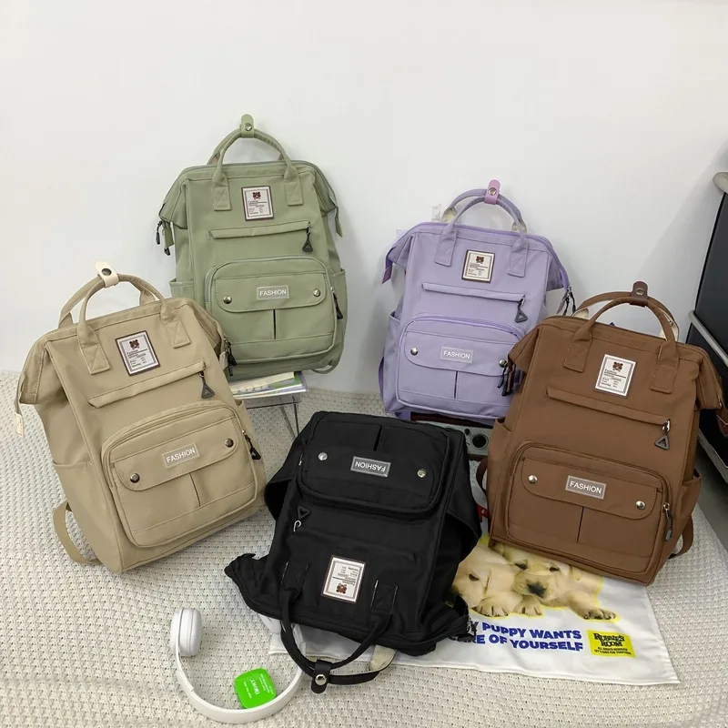 Korean Women's Nylon Backpack Candy Color Waterproof School Bag Teen Girls Travel Shoulder Bag Women's Backpack Mochila 2023 2