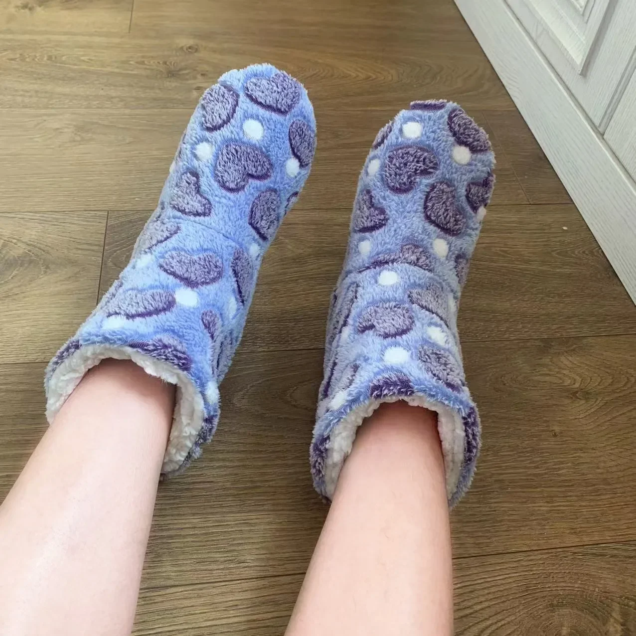 Winter Home Slipper Boot Women Heart Love Non Slip Warm Children Fleece Soft Indoor Plush Cotton Female Floor Shoes House Men