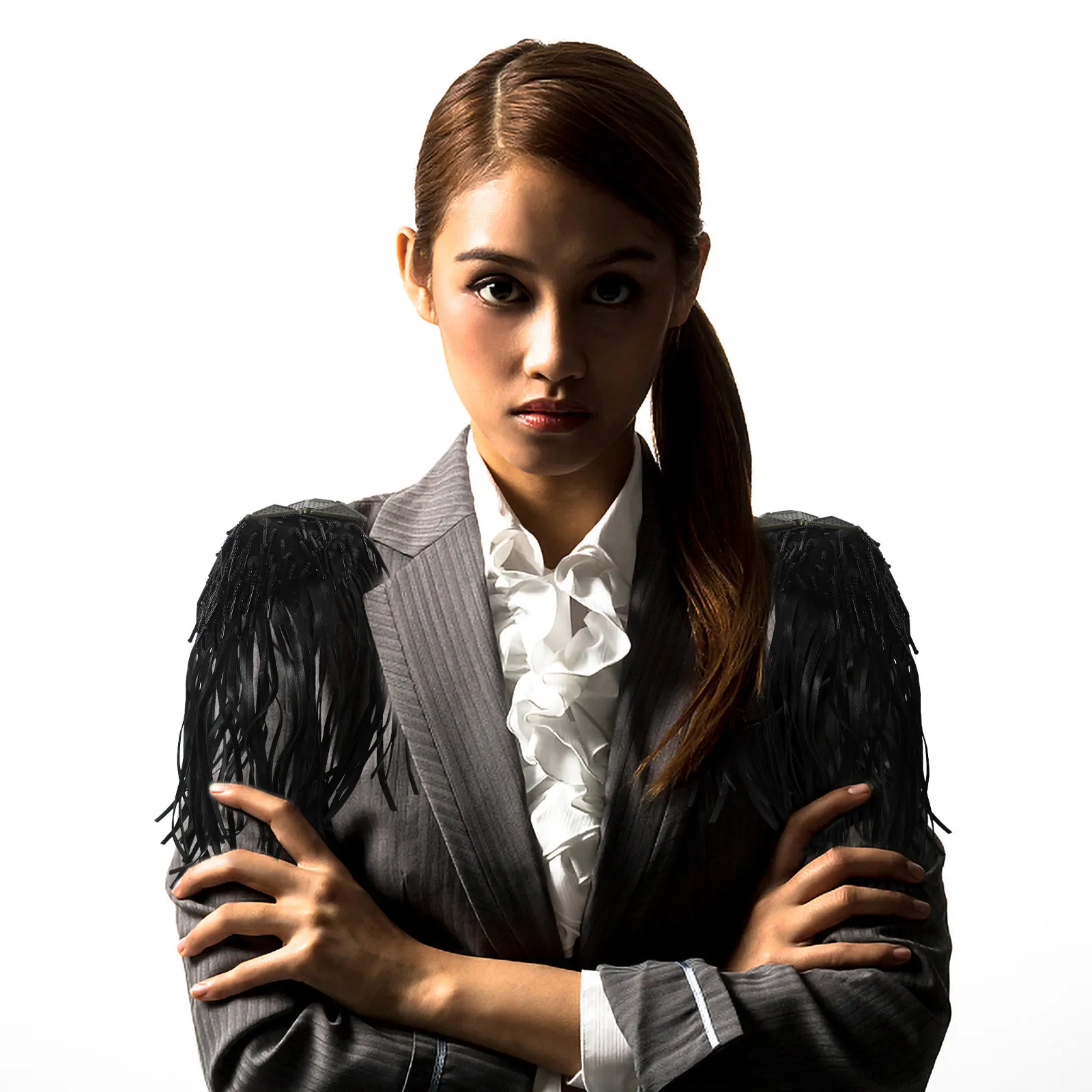 แผ่นปักตกแต่งไหล่แบบพู่ห้อย 2 ชิ้น ดีไซน์ประณีต ติดด้วยเข็มกลัดนิรภัย ชิ้นงานแฟชั่นโดดเด่น เหมาะสำหรับทุกเพศ 1