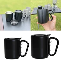 Outdoor Insulated Mug With Carabiner Handle & Lids Portable Compact Camping Cup 1