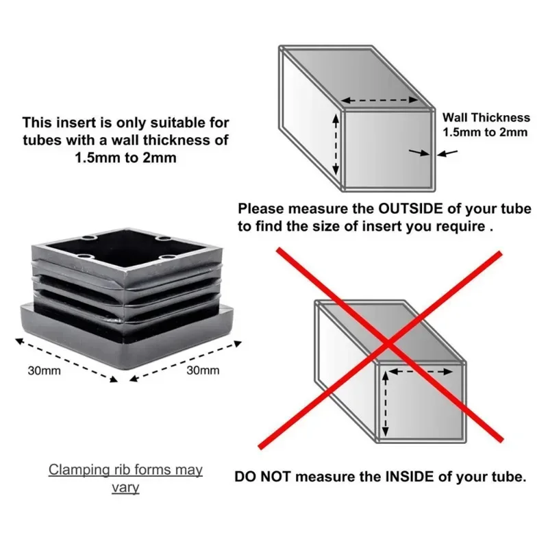PE Plastic Square Tube Pipe Plug Rectangle Blanking End Caps Inserts Bung Table Chair Feet Pad Inserts For Steel Tube Pipe silicone rubber plugs pipe end cap rubber caps silicone rubber caps table foot pad