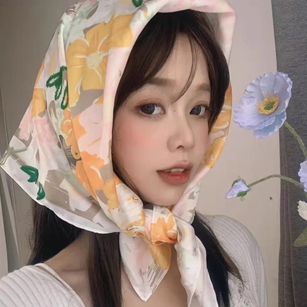 

Роскошный шелковый шарф для женщин новый квадратный хиджаб шейный платок Женская атласная шаль модная повязка на голову солнцезащитные повязки для волос бандана 2024