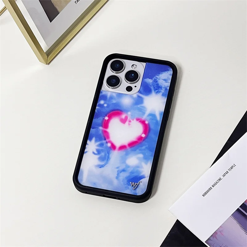 Wildflower 3D Ins Wolf Butterfly Premium Phone Case with Love Heart & Horse Design - Anti-Fall Cover