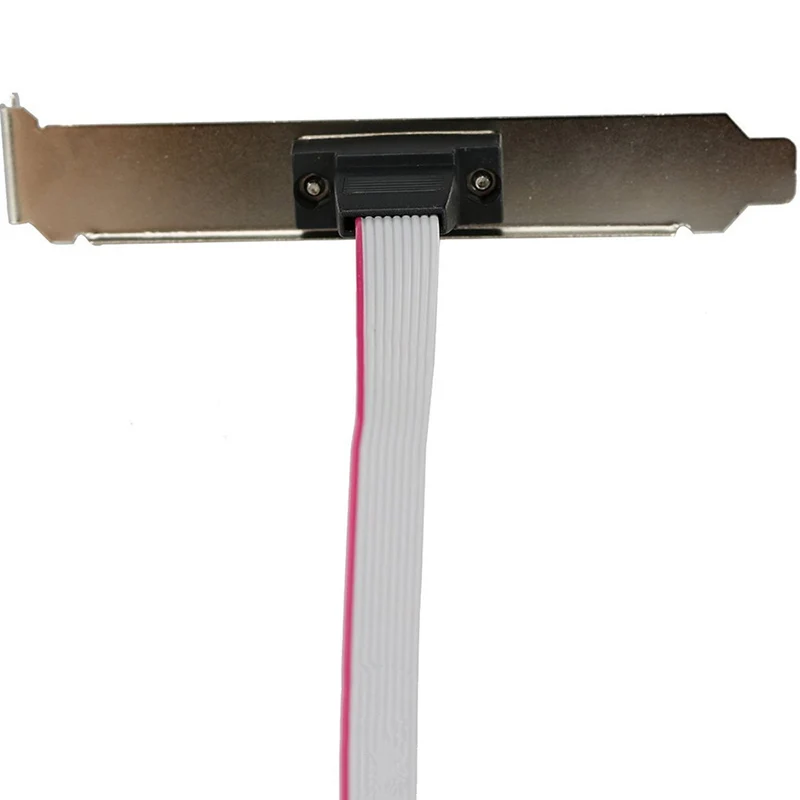RS232 Seriell D-Sub DB9 9PIN Stecker auf IDC 10Pin Buchse Flachbandkabel 12 cm Full High Bracket Panel Adapter für Computer Motherboard – Detail 6