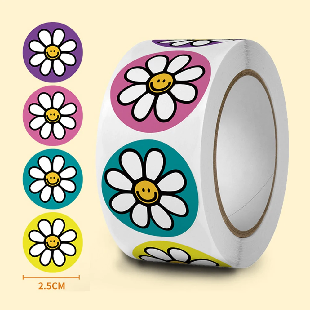 

100-500pcs 1inch Cartoon Flower Scrapbooking Stickers Adhesive Decals for Journal Baking Birthday Gifts Party Favor Baby Shower