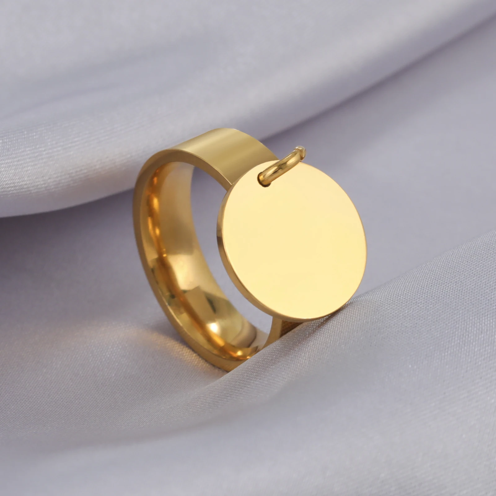 2025 Fashion Style Dreamtime stainless steel circular heart-shaped pendant Korean couple ring, jewelry, engagement gift_voghion.com