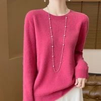 2024 Fashion 100% Merino Wool Sweater Cashmere Pullover O-Neck Long Sleeve Women Knitwear Autumn Winter Clothing Y2K Tops O Ling - Image 2