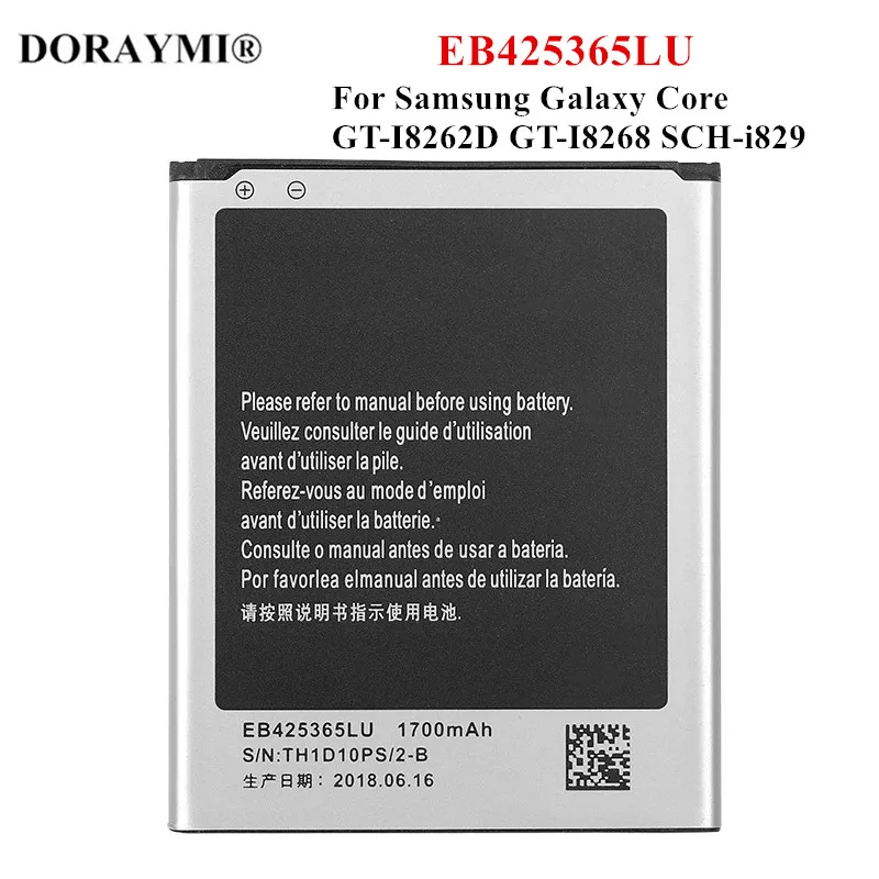 Batteria Originale Eb425365Lu Per Samsung Galaxy Core Gt-I8262D Gt-I8268 Sch-I829 Style Duos 1700Mah Sostituzione Del Telefono Bateria