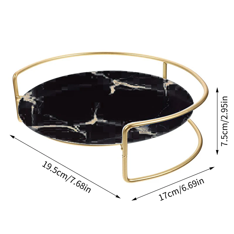 Bathroom Organizer Holder with Metal Base Cosmetic Container Marble Pattern Tray Rack Home Party Decoration Candle Holder New 6