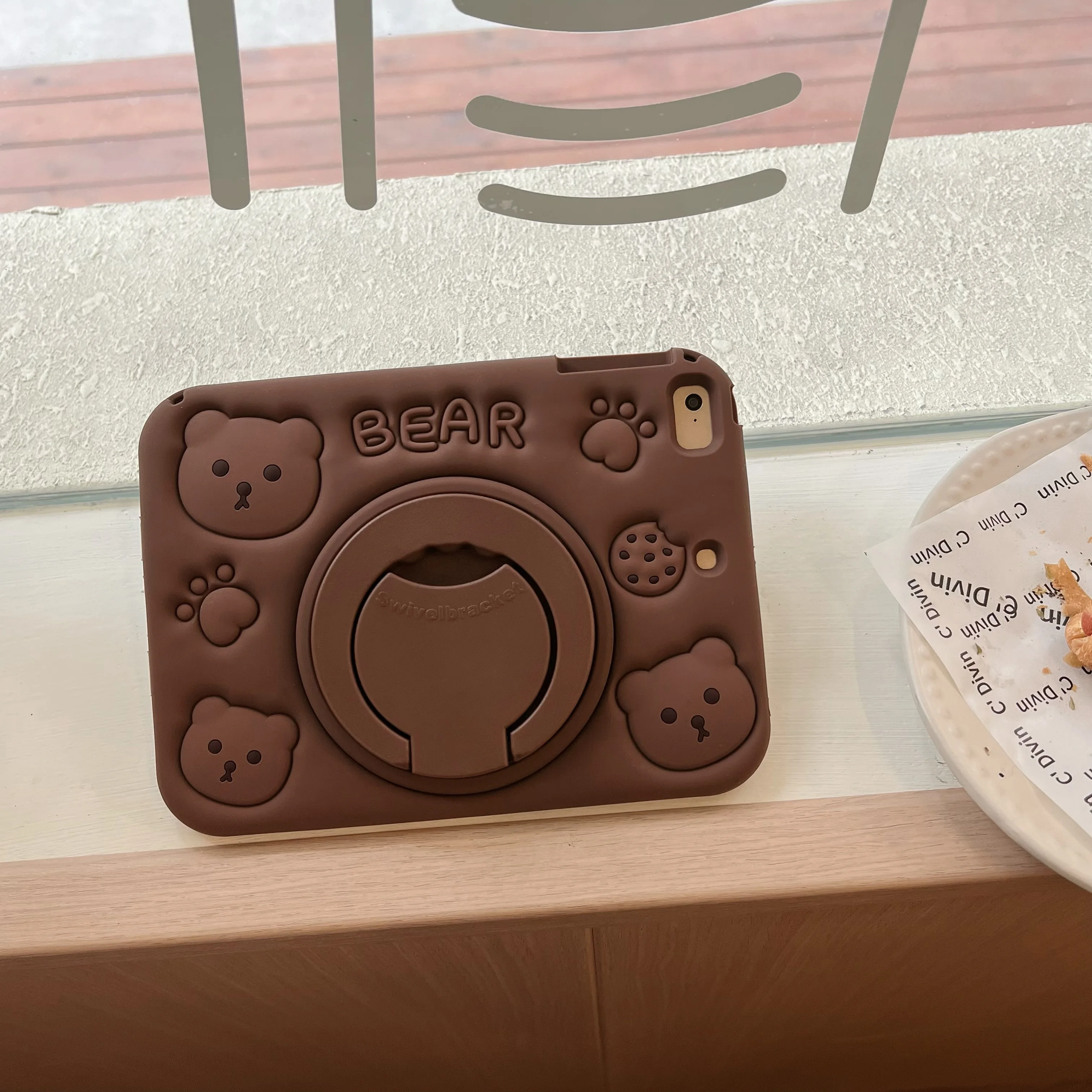 3D Bear Kids Soft Tablet Case with Pen Slot