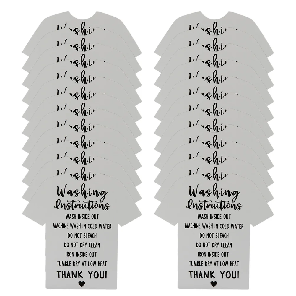 100 Pcs Shirt Care Instructions Cards Clothing Wash Guide Tags Small Business Supplies Blank Back Printing Products