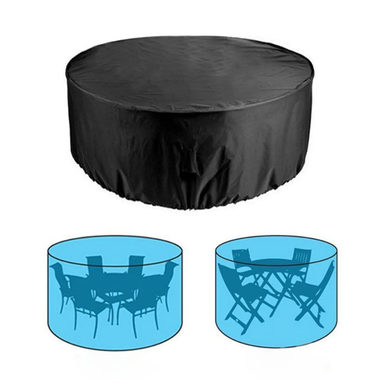 Patio furniture cover outdoor waterproof table chair set windproof tear-resistant UV round garden