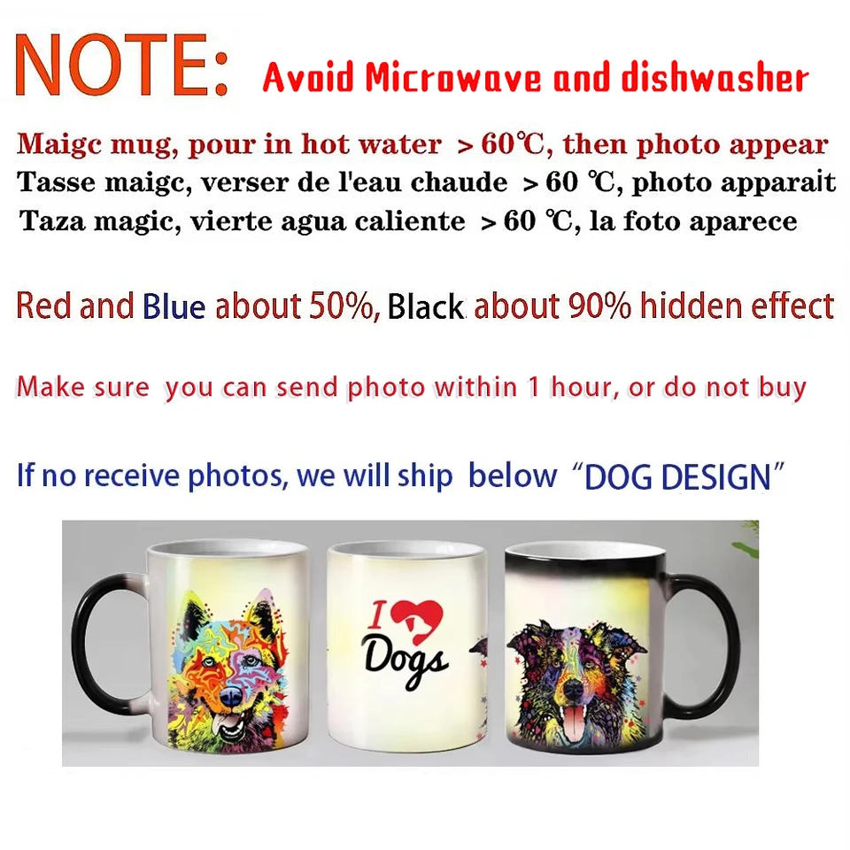 YUANOU Tazze Magiche Personalizzate con Foto, Tazze Personalizzate A Trasferimento Termico Che Cambiano Colore - Regalo Fotografico Unico per Mamma, papà, Moglie e Marito 4 Photo,11oz