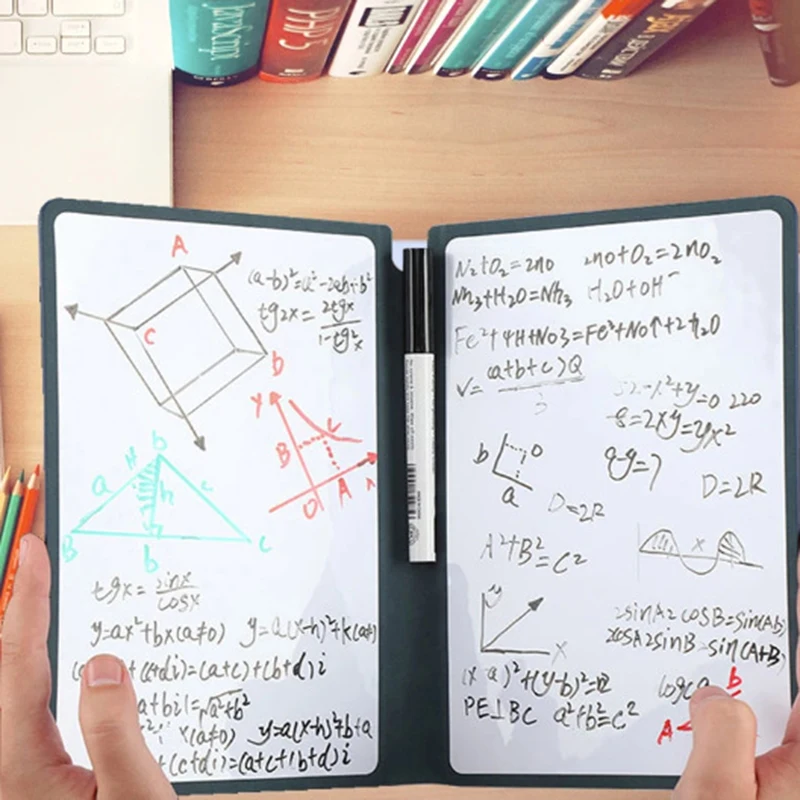 

A5 Reusable Whiteboard Notebook Leather Memo Free Whiteboard Pen Erasing Cloth Weekly Planner Portable Stylish Office Notebooks