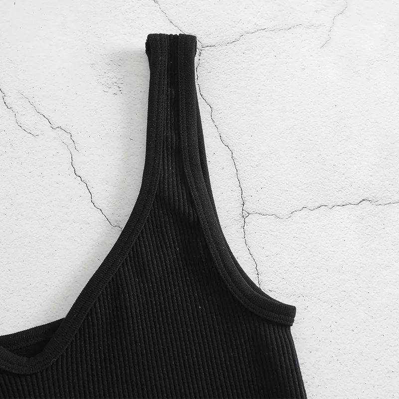 Damen-Tanktops, bauchfrei, nahtlos, Rippstrick, Camisole, Riemchen, Racerback, kurze Hemden, Rippstrick – Detail 8