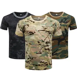 Камуфляжная тактическая Мужская рубашка с коротким рукавом, быстросохнущая Боевая футболка, военная армейская футболка, камуфляжная, для п...