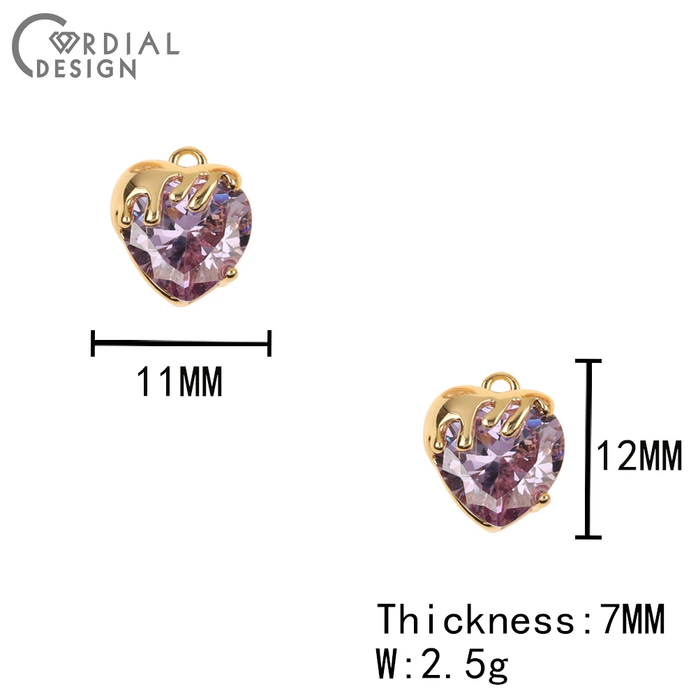 Cordial Design 20Pcs 11*12MM Jewelry Accessories/Hand Made/Heart Shape/CZ Charms/Pendant/Genuine Gold Plating/Jewelry Findings 7 Cordial Design 20Pcs 11*12MM Jewelry Accessories/Hand Made/Heart Shape/CZ Charms/Pendant/Genuine Gold Plating/Jewelry Findings - cordial