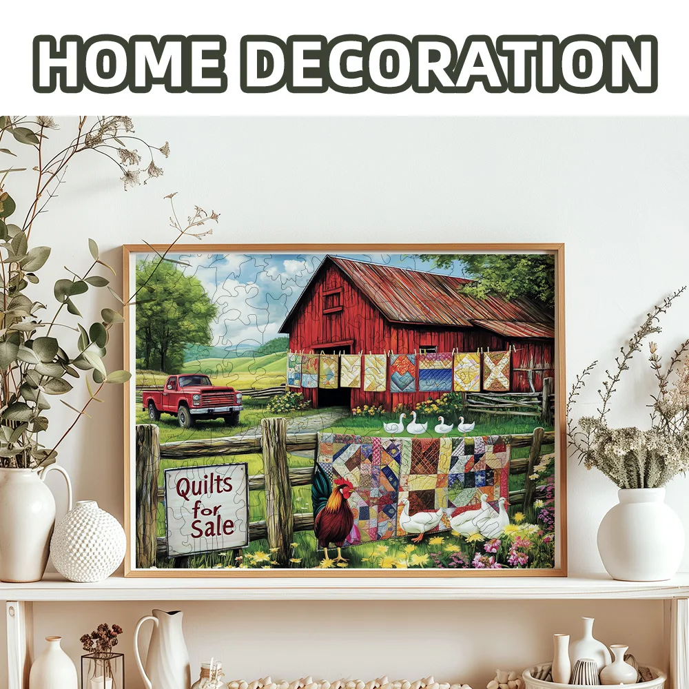 Green Countryside Farm Wooden Puzzle Exquisite Color Box Packaging Perfect Birthday Or Christmas Gift Ideal Choice For Party