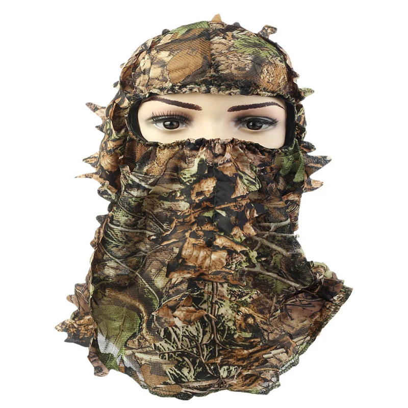 Maple leaf Pattern Camouflage Ghillie Suits Same style Hunting Caps Hood Head Net Eyehole Opening scarf Hunting Accessories