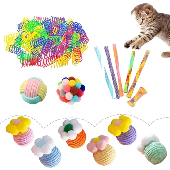 46pcs Cat Toys Mixed Pack Combination of Various Plastic Toys and Plush Toys Suitable for Multiple Cats To Play Accessories