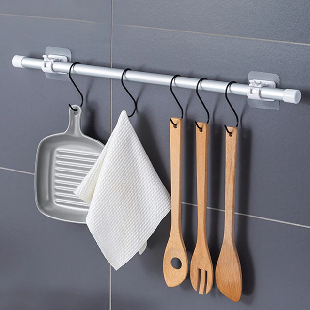 2 db Beállított Fehér Függő Klip Állítható Függönyrúd Akasztra Ragasztó Szorító Szorítóhorog Törülköző Tartó Állvány Fal Konzol Nincs Fúrás - Image 6