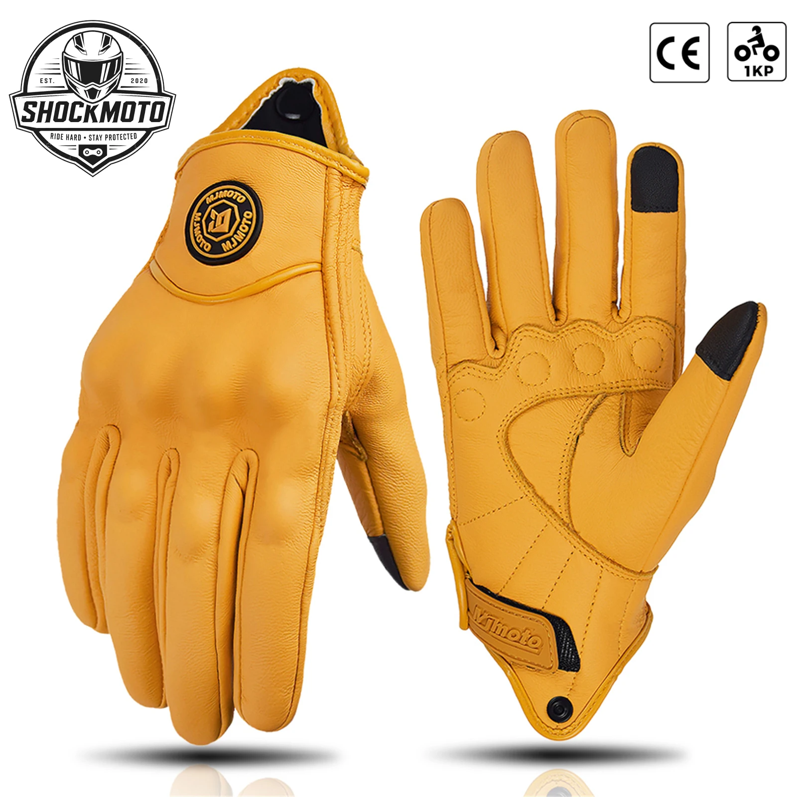 Vintage Leather Motorcycle Gloves - Durable, Anti-Slip, Unisex Summer Riding Accessory