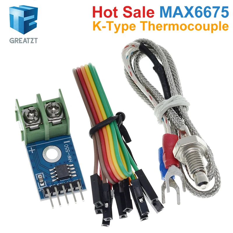1/2 Stück GREATZT MAX6675 Modul + K-Typ Thermoelement-Sensor Temperaturmodul für Arduino