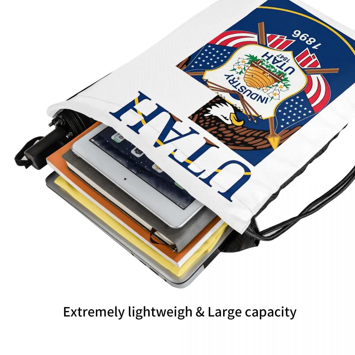 Utah State Flag Map Drawstring Gym Bag, Unique