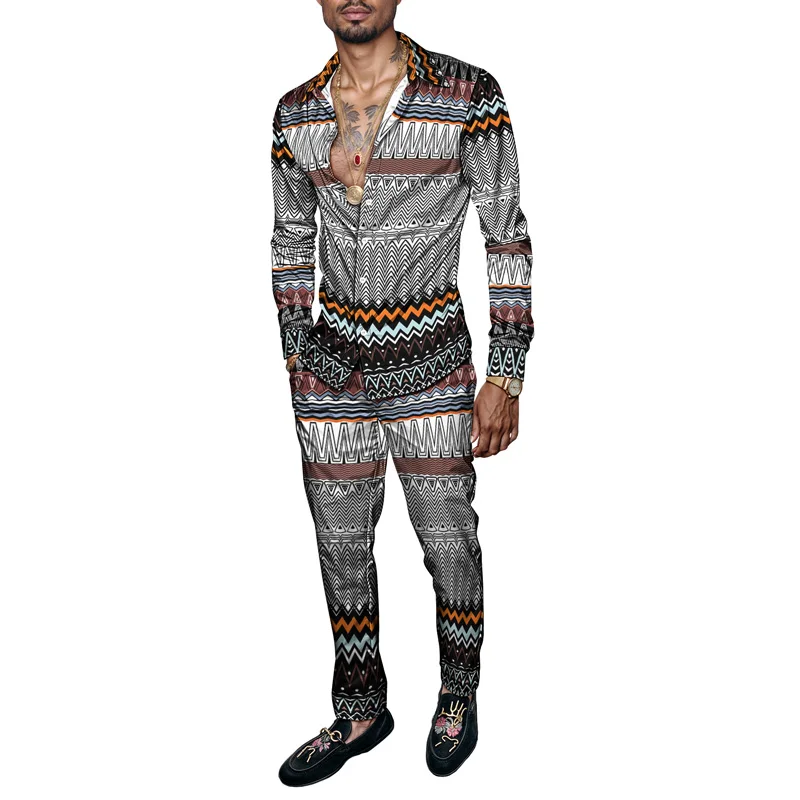 2025 Spring/Summer Fashion Men's Set Printed Simple Long Sleeve Suit Slim Fit Breathable Cotton Blended Casual Wear Resistant Fa_voghion.com