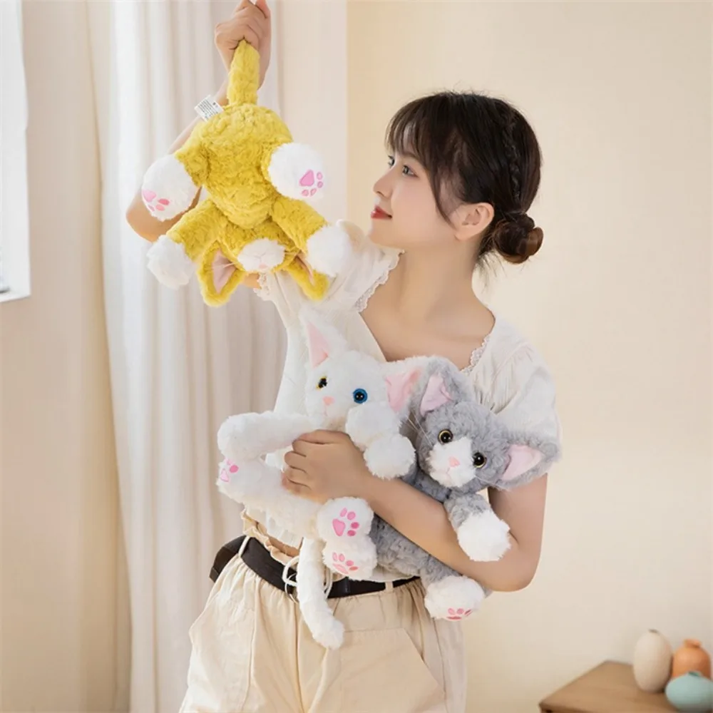 Big Eyes Cat Plush Toy Soft Huggable Cute Black Cat Plush Doll 26cm Stuffed Throw Pillow Children Toys 26cm glowing led rainbow dog toy luminous soft plush doll colorful light stuffed music animals for girls kids sleeping pillow