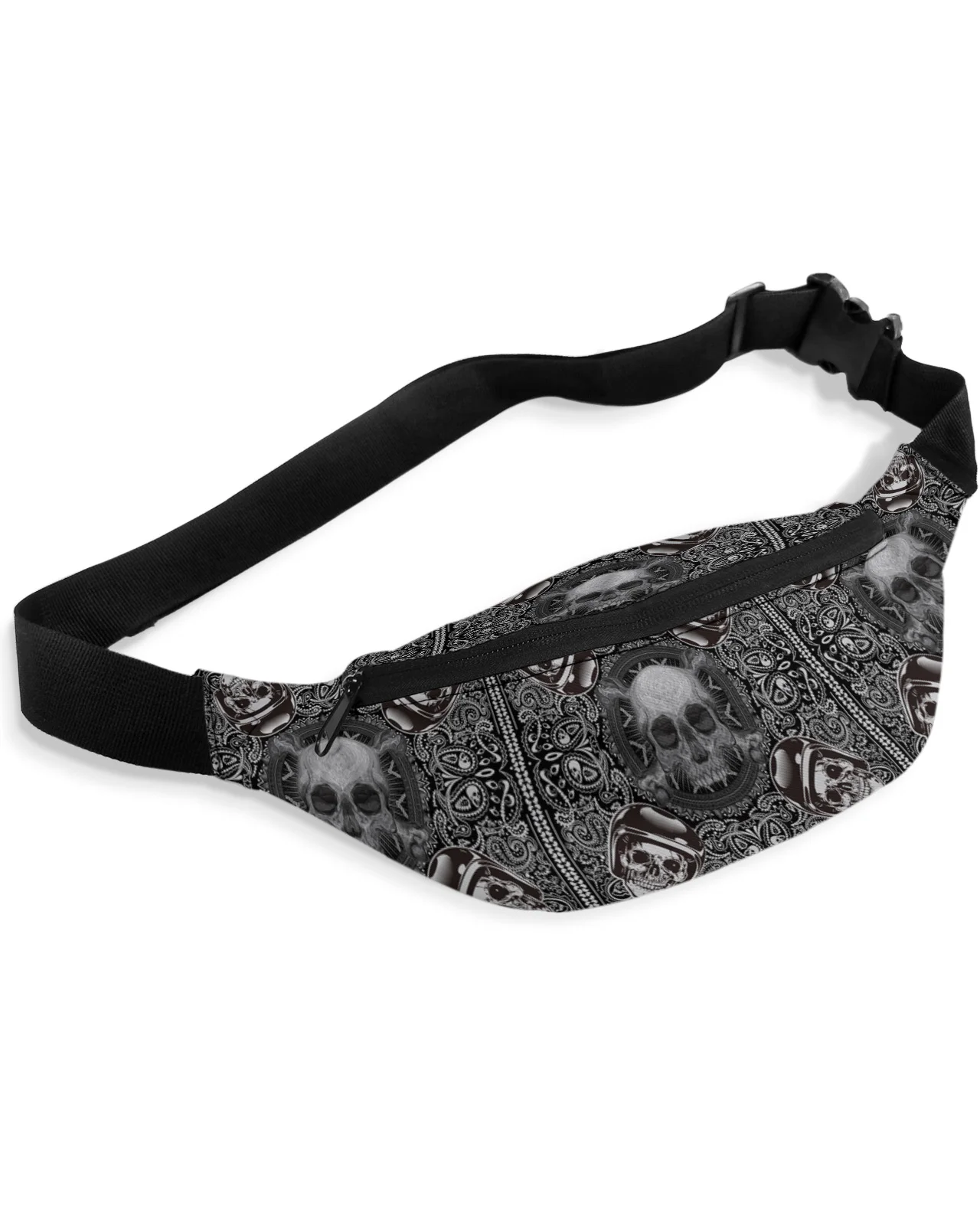 

Skull Head Paisley Pattern Waist Packs Shoulder Bag Unisex Messenger Bag Casual Fashion Fanny Pack for Women