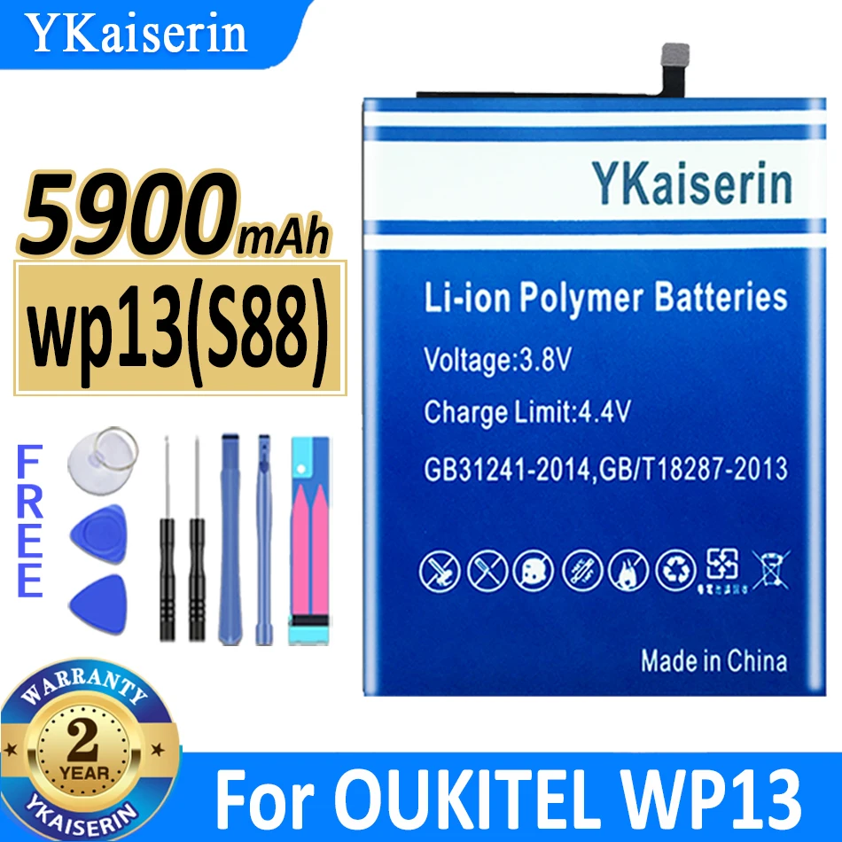 

Аккумулятор ykaisсеребристый для OUKITEL WP13, 5900 мАч, для смартфона OUKITEL WP 13