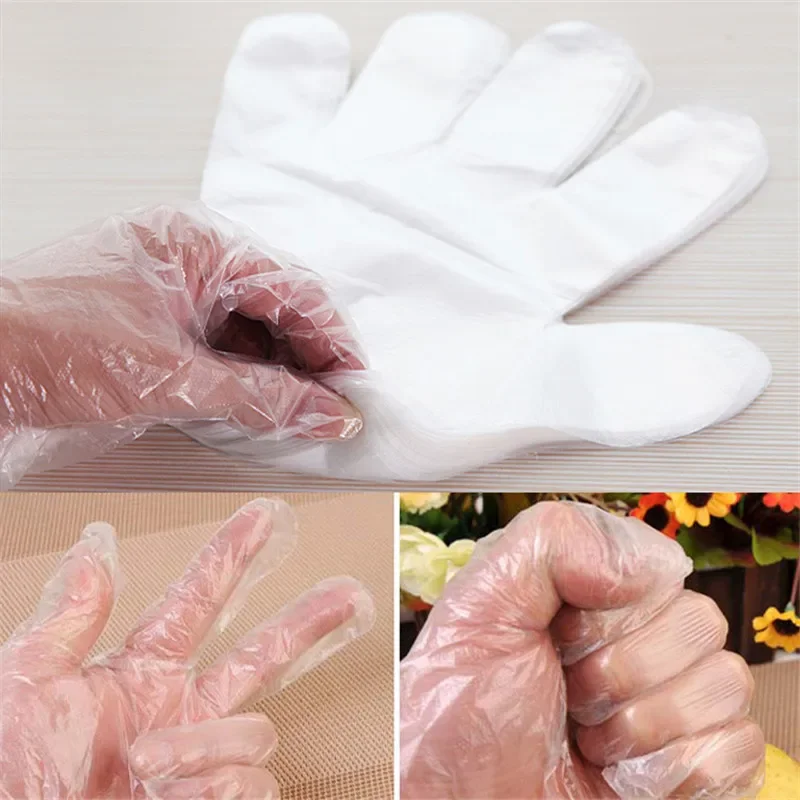 Disposable Gloves, Disposable Nitrile Gloves, Vinyl Disposable Gloves, Disposable Plastic Gloves 100Pcs/Pack Food Plastic Gloves Restaurant Kitchen BBQ Food Fruit Vegetable