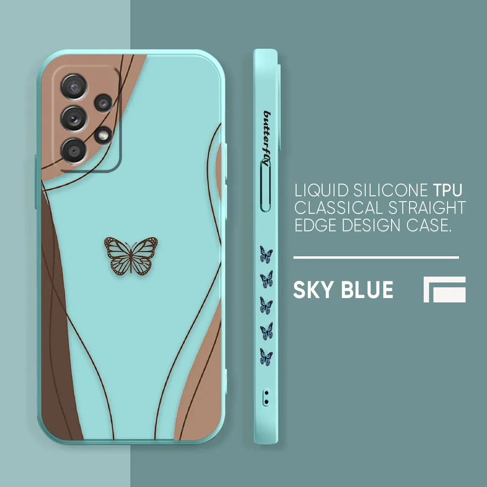 thumbnail image 1 of Case For Samsung Galaxy A91 A73 A72 A71 A52 A51 A33 A31 A02S AO3S 4G 5G Colour Liquid silicone Case Beautiful Butterfly, 1 of 5