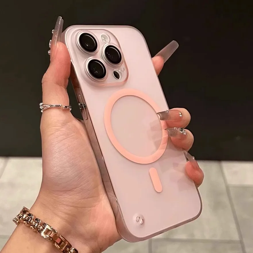 Ultra Thin Frameless Magnetic Matte Case with Lens Protection and Wireless Charging Compatibility