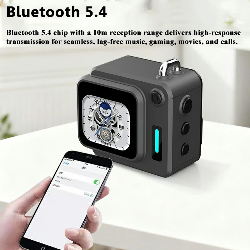 Mini Pocket Smart Bluetooth Speaker IPS Touch Screen Music Box Wireless MP3 Music Player Support Alarm Clock Timer TF Card Play