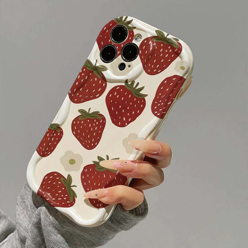 Silicone Strawberry Shell Phone Case