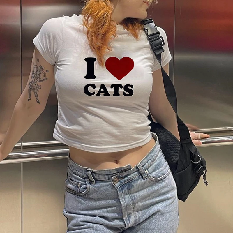 New printed T-shirt, fashionable casual short sleeved top, Y2K summer sexy electronic girl T-shirt, women's clothing