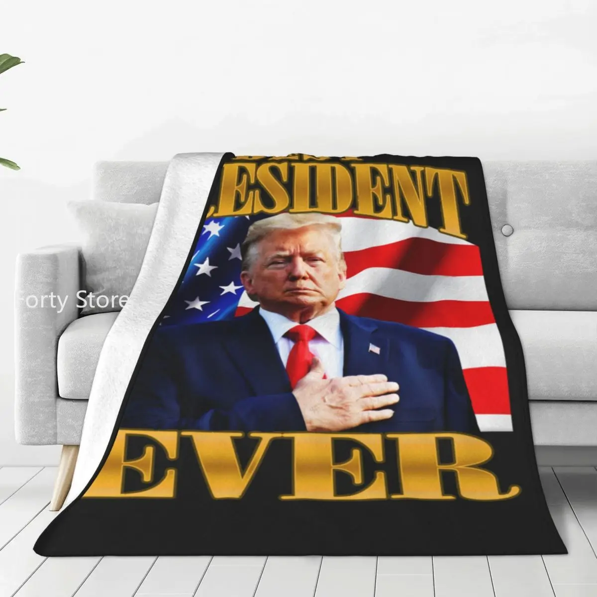 

Funny Leader Flannel Blanket Trump American Flag Warm Soft Bedding Throws for Living Room Aesthetic Bedspread Sofa Bed Cover