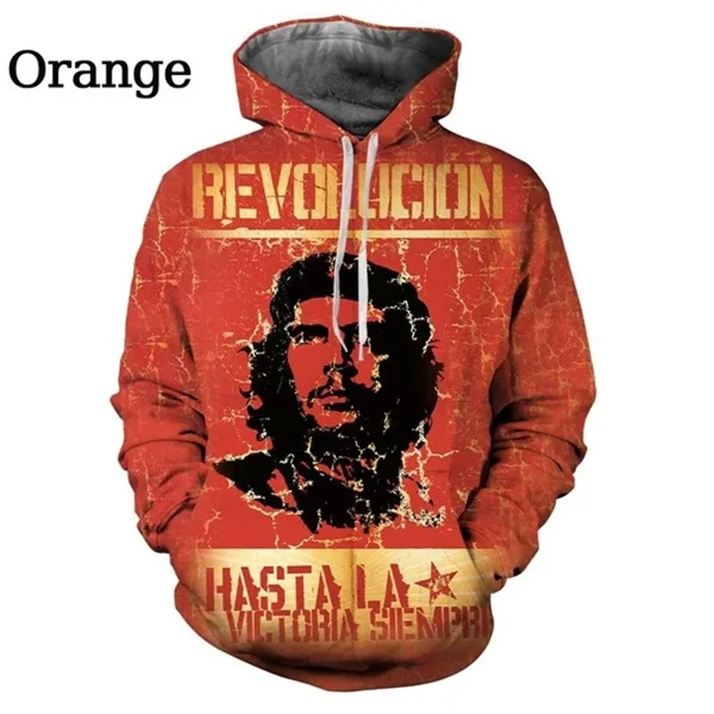 

Толстовка с капюшоном Che Guevara, повседневный свитшот с длинным рукавом и 3D-принтом, в стиле ретро, удобные топы для мужчин и женщин